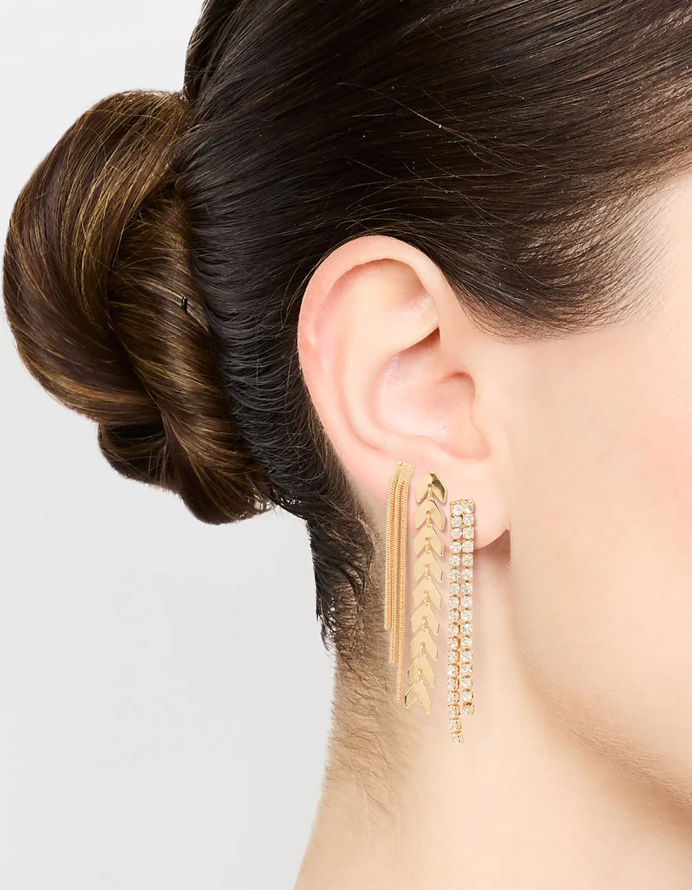 Gold Graduating Drop Earrings 3-Pack