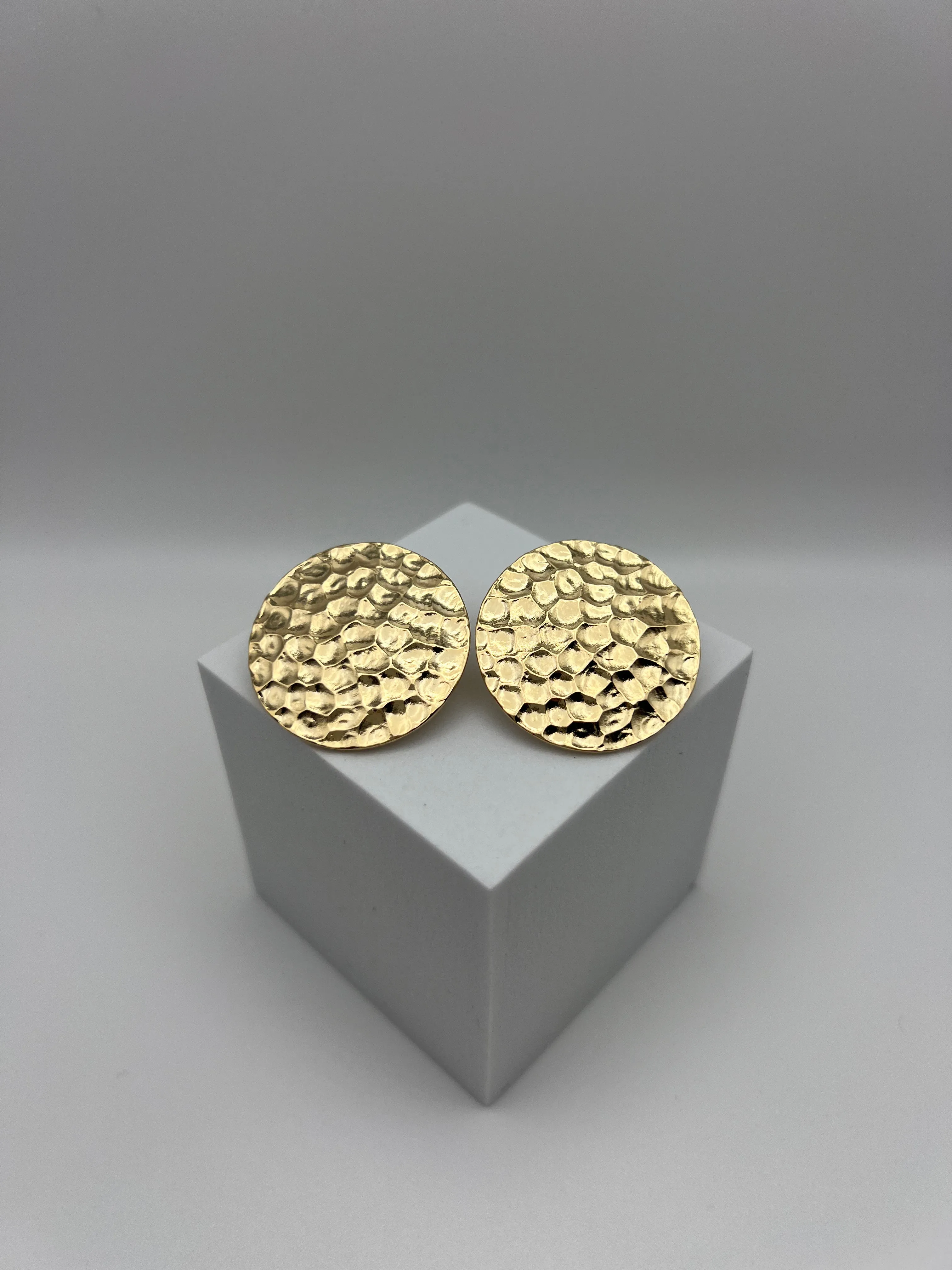 Gold Hammered Stud Earrings