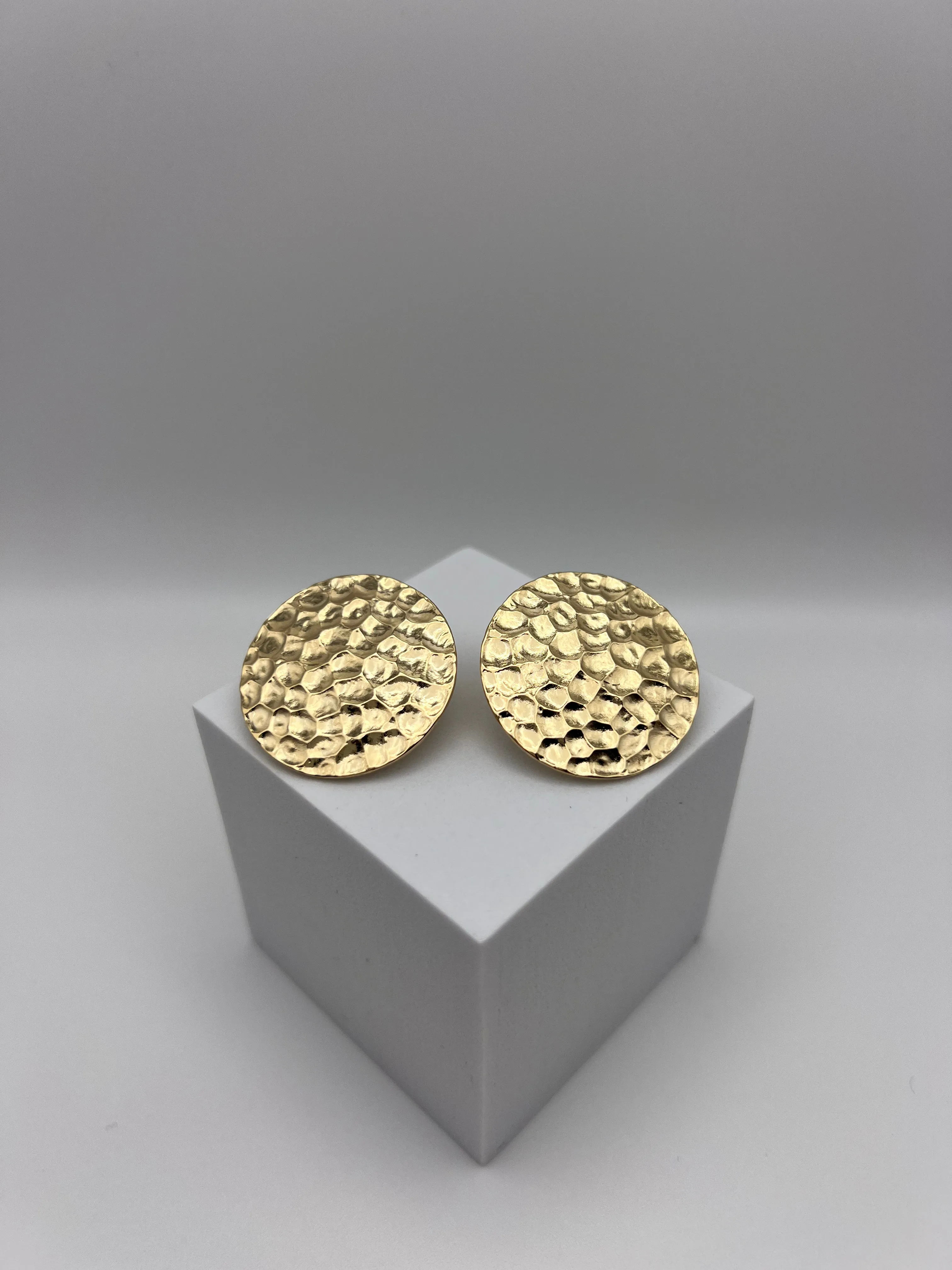 Gold Hammered Stud Earrings