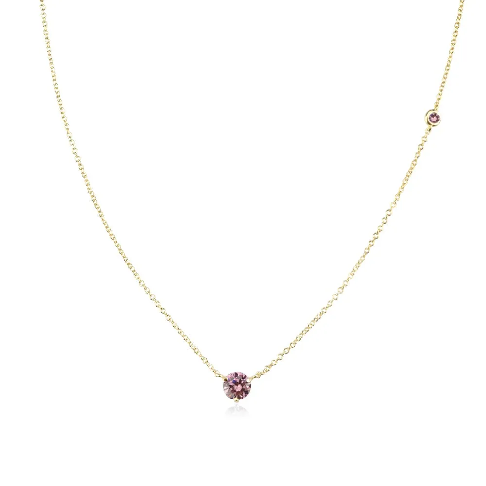 Gold Lavender Rhodolite Zircon Necklace