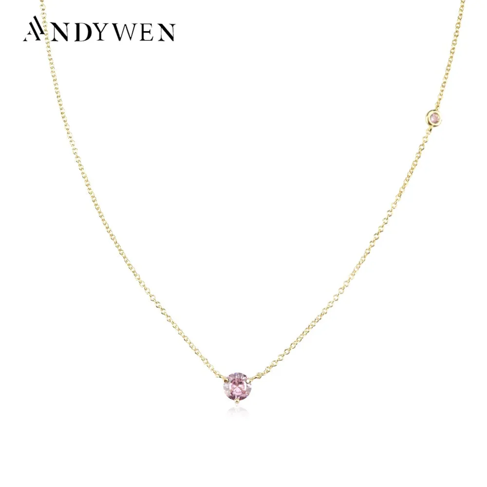 Gold Lavender Rhodolite Zircon Necklace