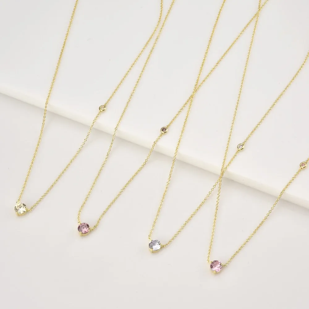 Gold Lavender Rhodolite Zircon Necklace