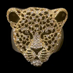 Gold Leopard Napkin Ring Featuring Premium Crystals | Set of 4