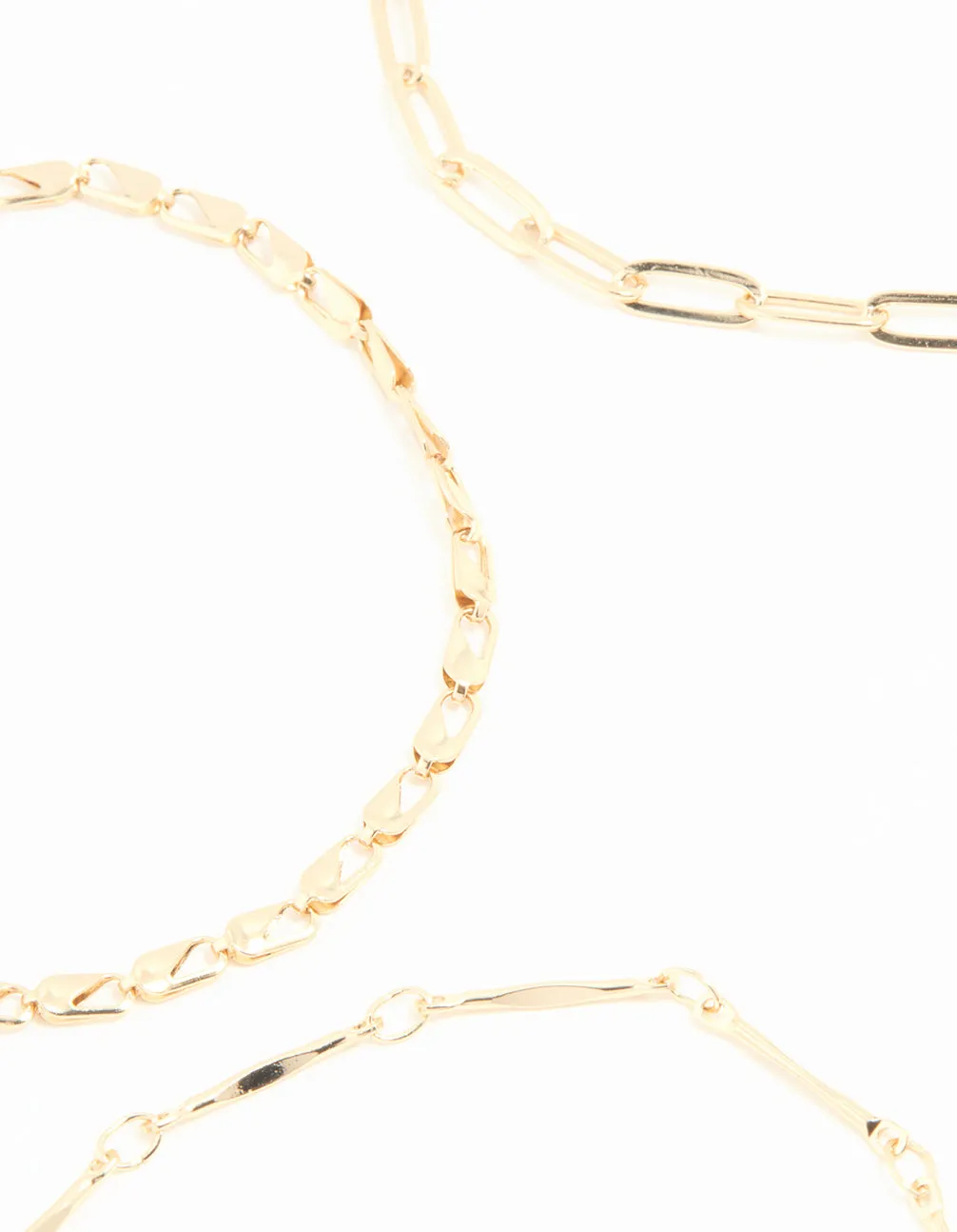 Gold Pearl Mixed Charm & Chain Bracelets 4-Pack
