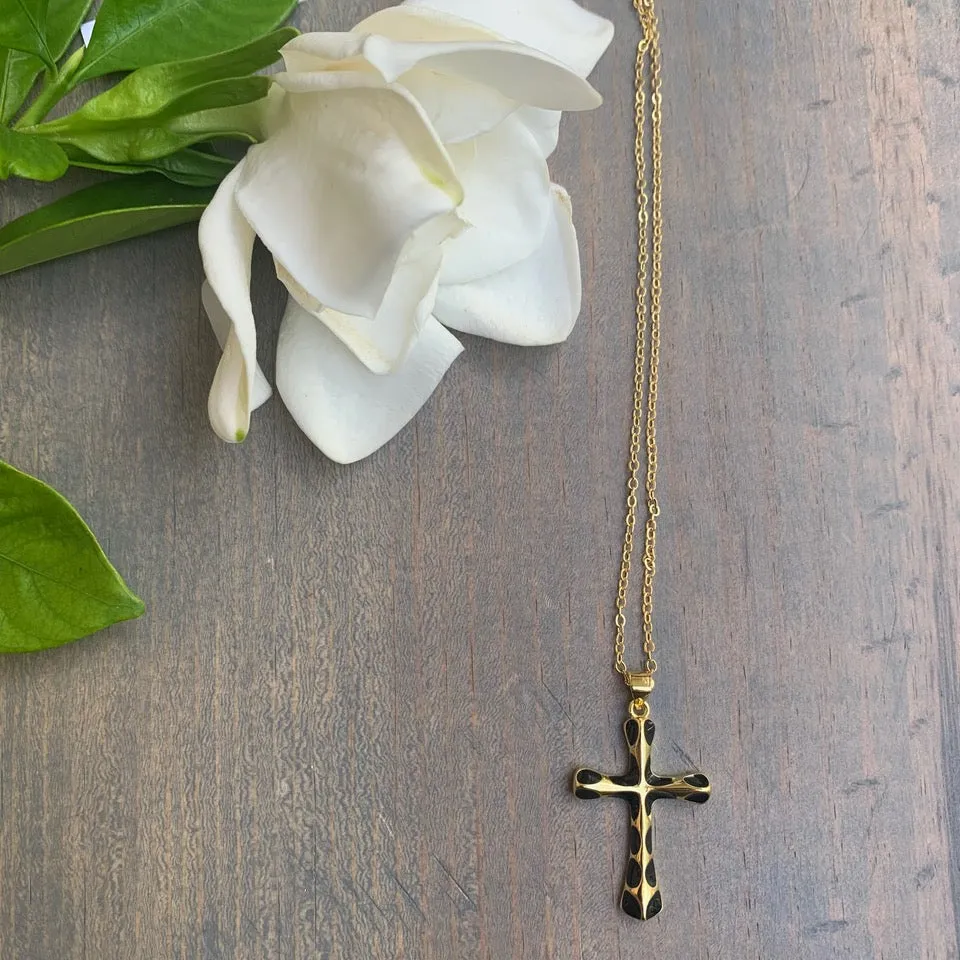 Gold Plated Chain with Enamel Cross Pendant 300-17 | Erika Williner Designs