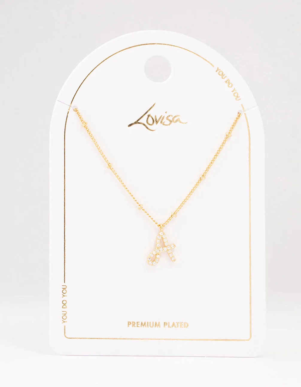 Gold Plated Cursive A Initial Necklace