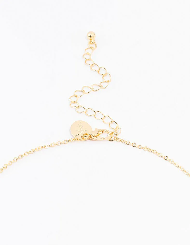Gold Plated Pave Letter E Necklace