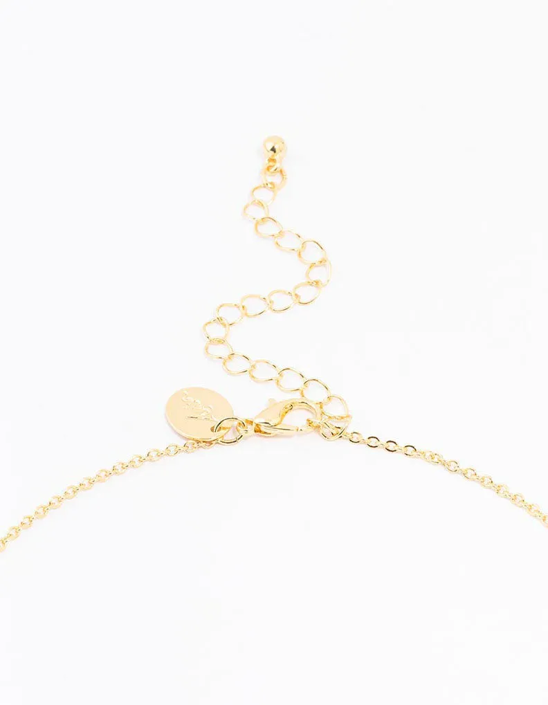 Gold Plated Pave Letter J Necklace