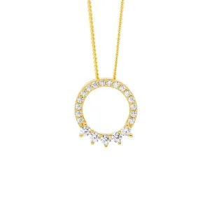 Gold Plated Sterling Silver Cubic Zirconia Open Circle Pendant P862G