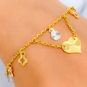 Gorgeous Heart 22K Gold Charm Bracelet