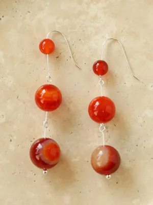 Gradient Red  Agate 925 Silver Dangle Earring