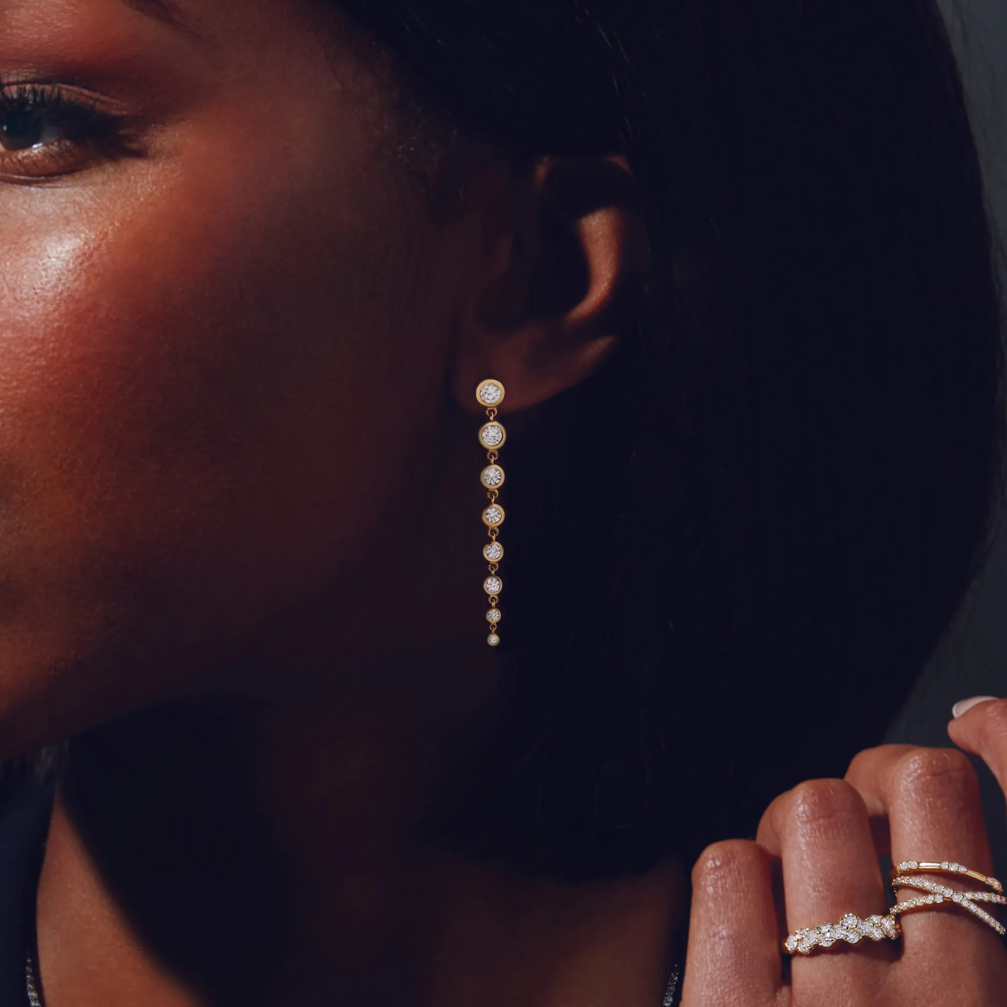Graduated Diamond Drop Earrings
