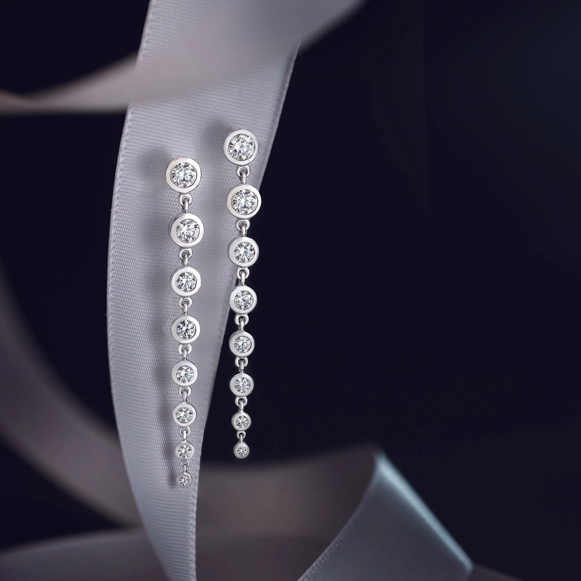 Graduated Diamond Drop Earrings