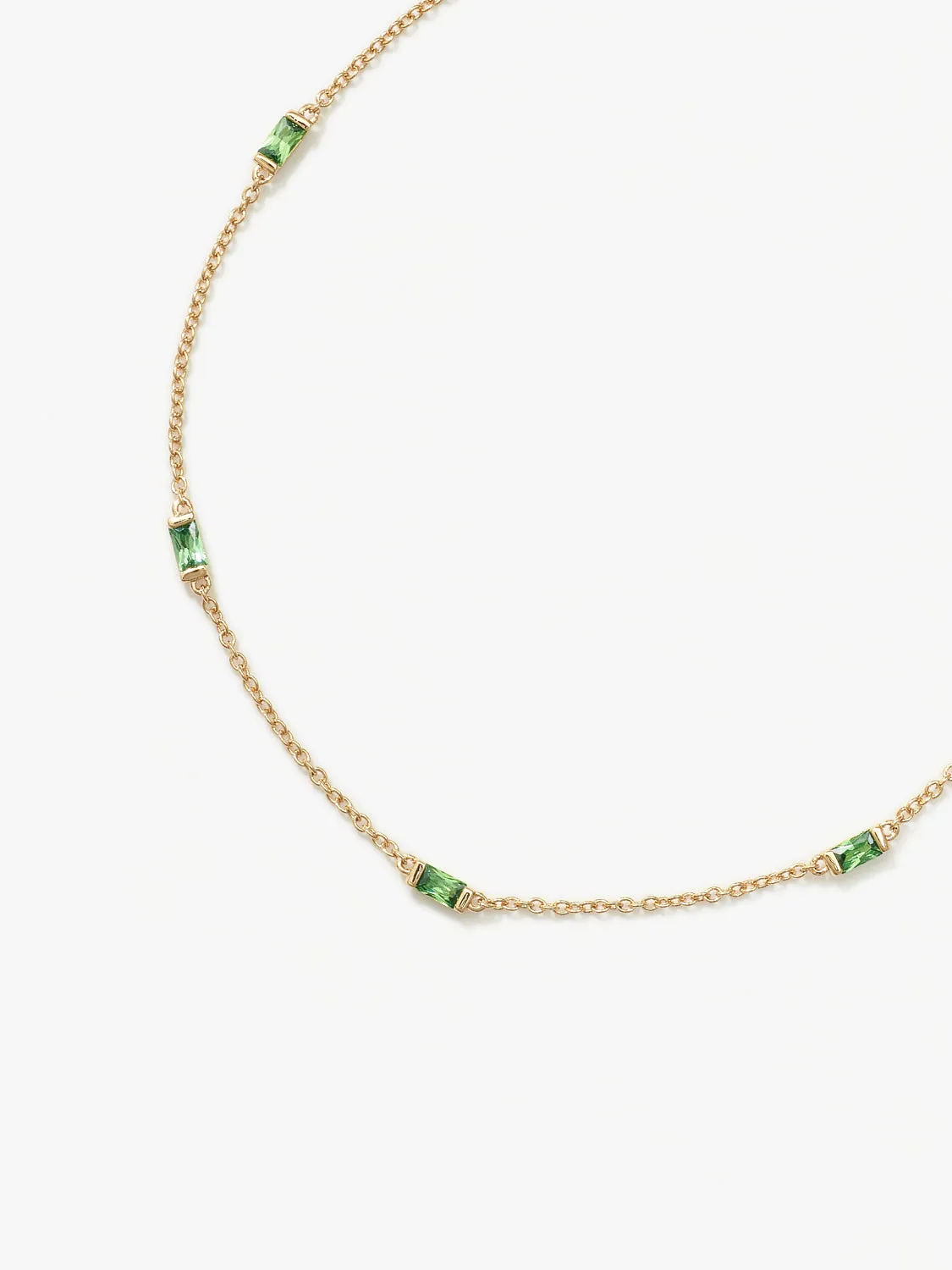 Green Baguette Crystal Station Necklace