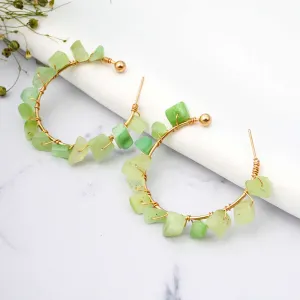 Green Stone Golden Hoops