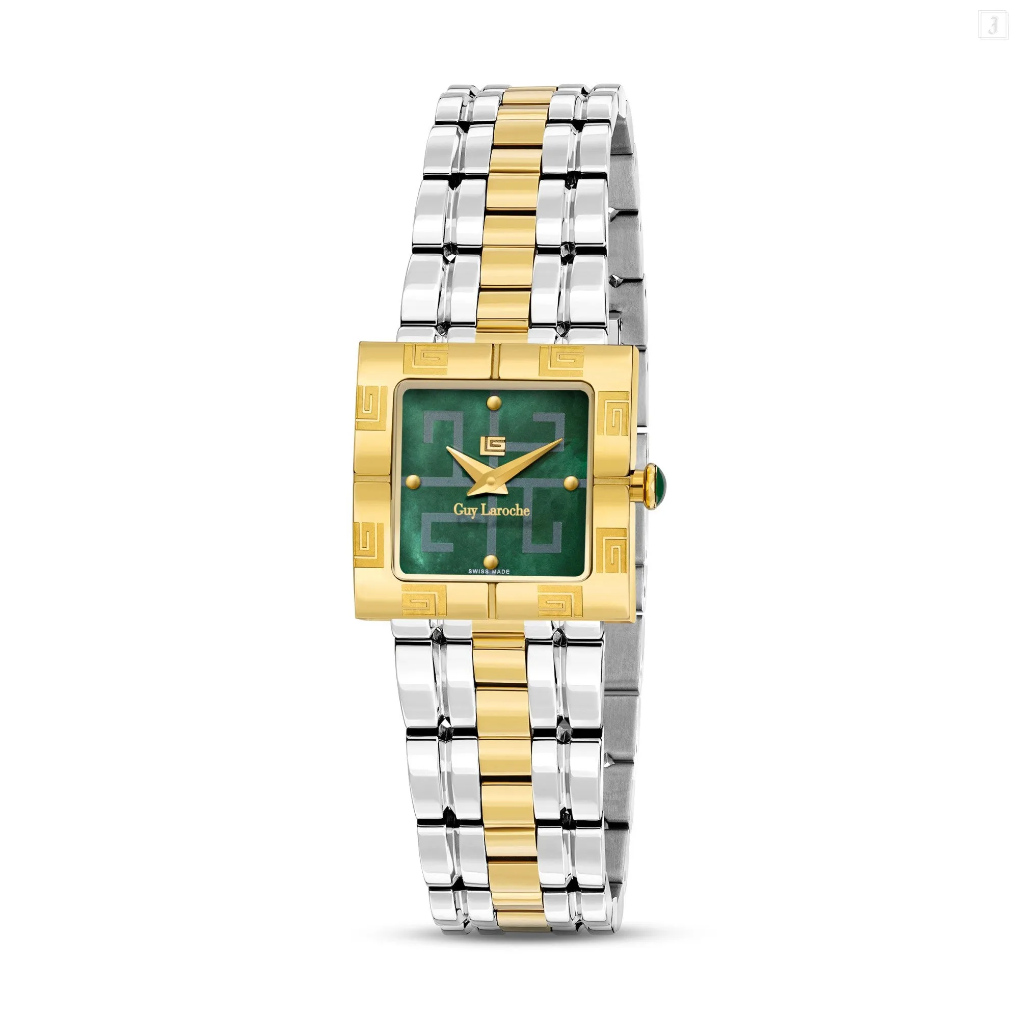 Guy Laroche Camille Ladies Green MOP Dial Stainless Steel Gold Plated Watch