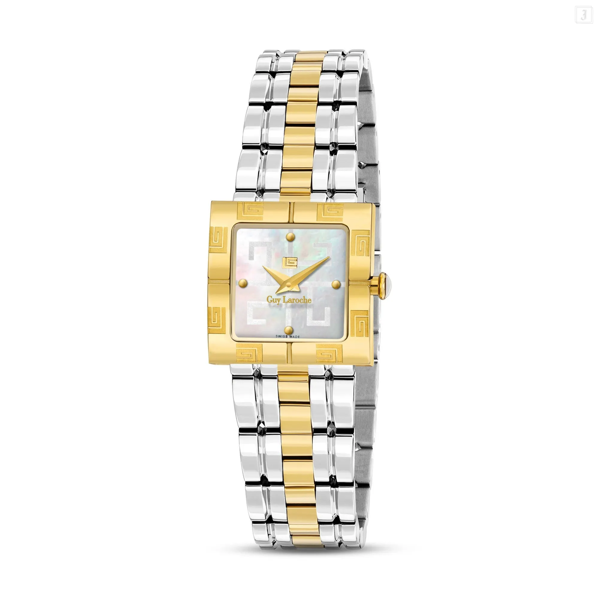 Guy Laroche Camille Ladies White MOP Dial Stainless Steel Gold Plated Watch