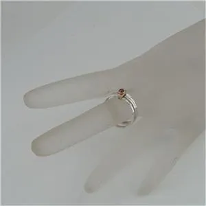 Hadar Designers Handmade 9k Gold Sterling Silver Garnet Ring 6,7,8,9 (I r414)