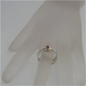 Hadar Designers Handmade 9k Gold Sterling Silver Garnet Ring 6,7,8,9 (I r414)