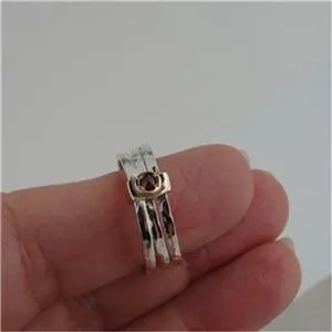 Hadar Designers Handmade 9k Gold Sterling Silver Garnet Ring 6,7,8,9 (I r414)
