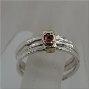 Hadar Designers Handmade 9k Gold Sterling Silver Garnet Ring 6,7,8,9 (I r414)