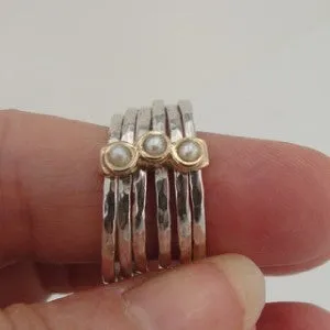 Hadar Designers Handmade 9k Gold Sterling Silver Pearl Ring 6,7,8,9 (I r415)