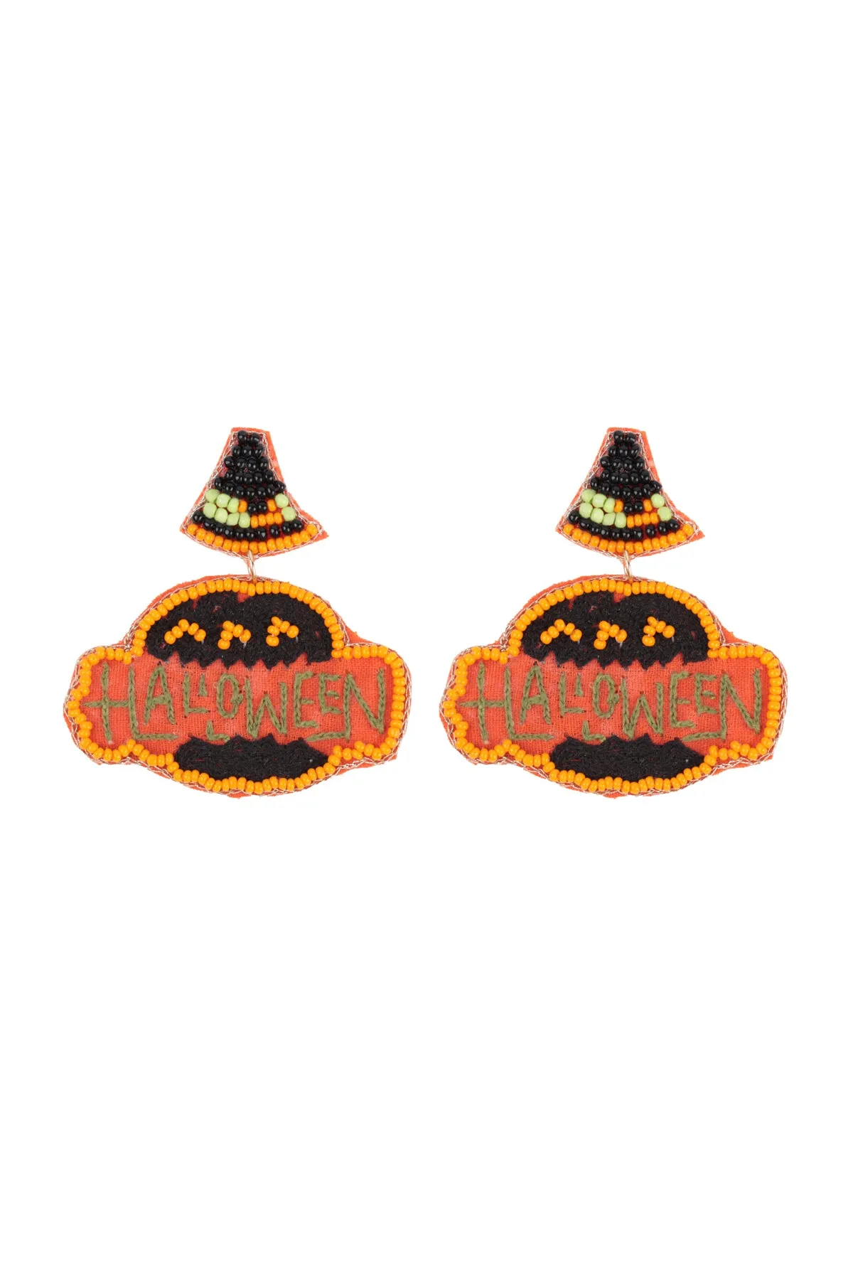 HALLOWEEN PUMPKIN SEED BEADS DROP EARRINGS