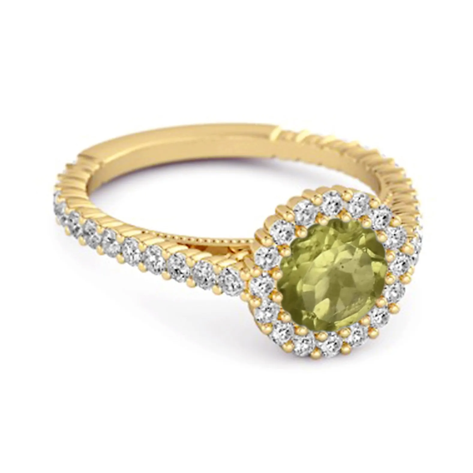 Halo Engagement 925 Sterling Silver 0.50 Ctw Peridot Stacking Ring