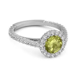 Halo Engagement 925 Sterling Silver 0.50 Ctw Peridot Stacking Ring