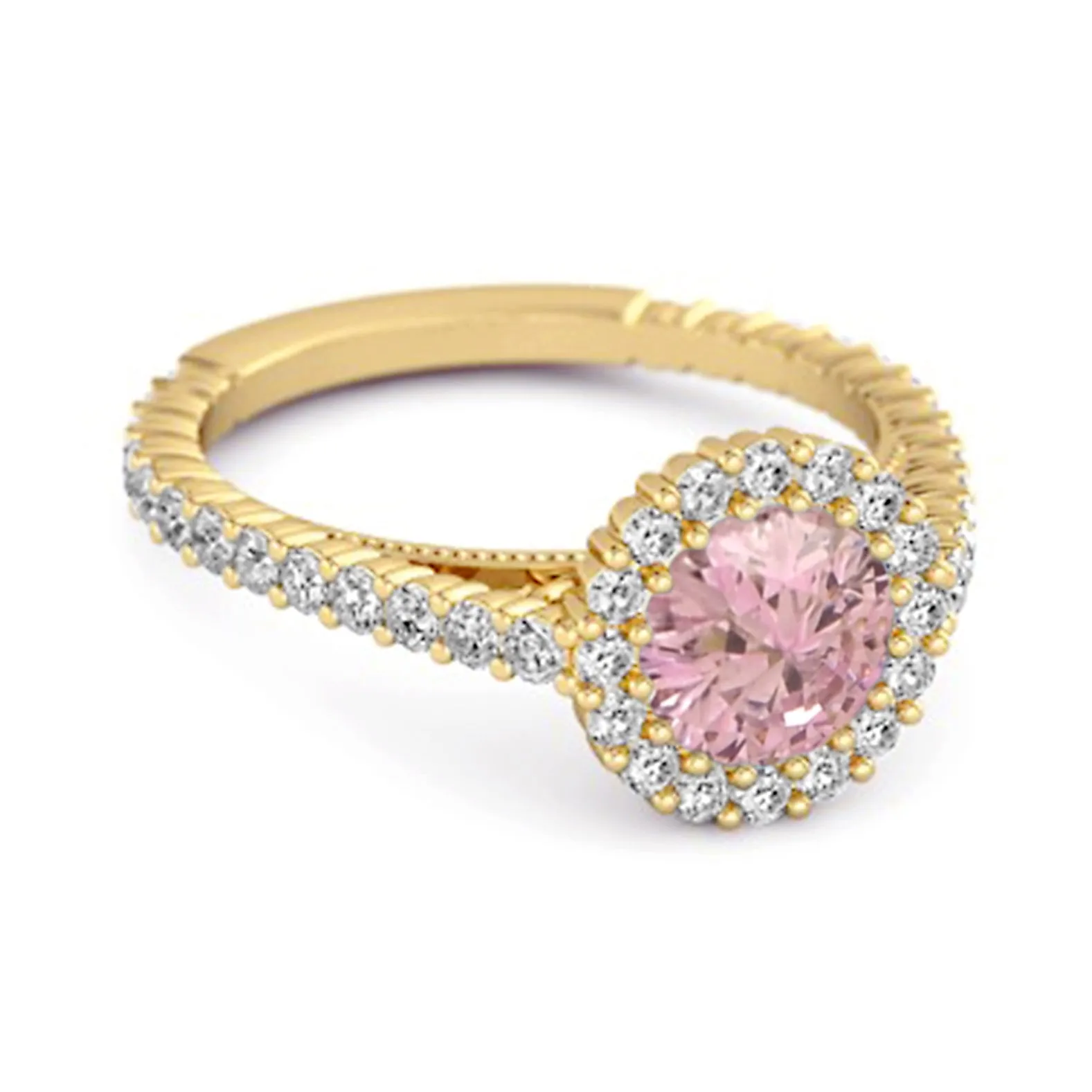 Halo Engagement 925 Sterling Silver 0.50 Ctw Pink Zirconia Stacking Ring
