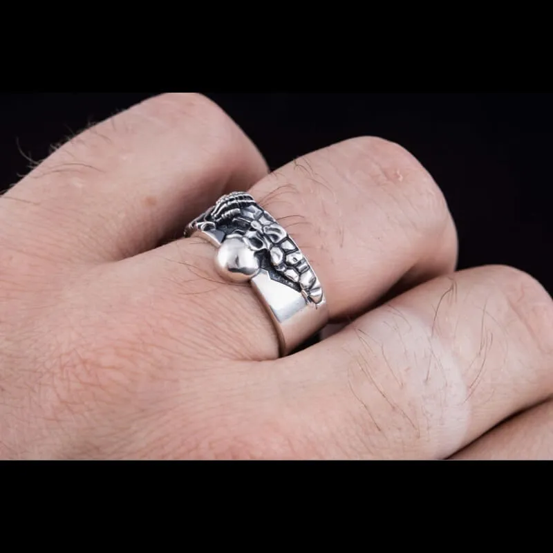 Handcrafted 925 Silver Spooky Skeleton Ring For Halloween, Unique Jewelry