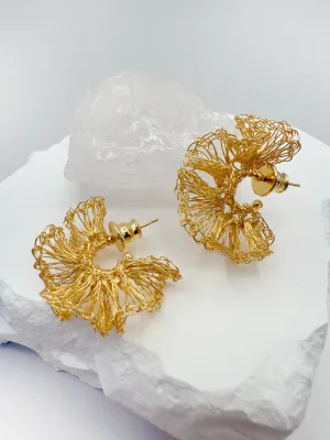 Handcrafted Curl Hoop Earring 18K Gold Finish