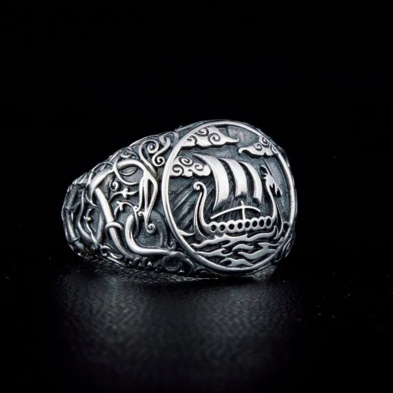 Handcrafted Drakkar Urnes Style Sterling Silver