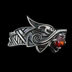 Handcrafted Fenrir Ring Gem Sterling Silver Ring