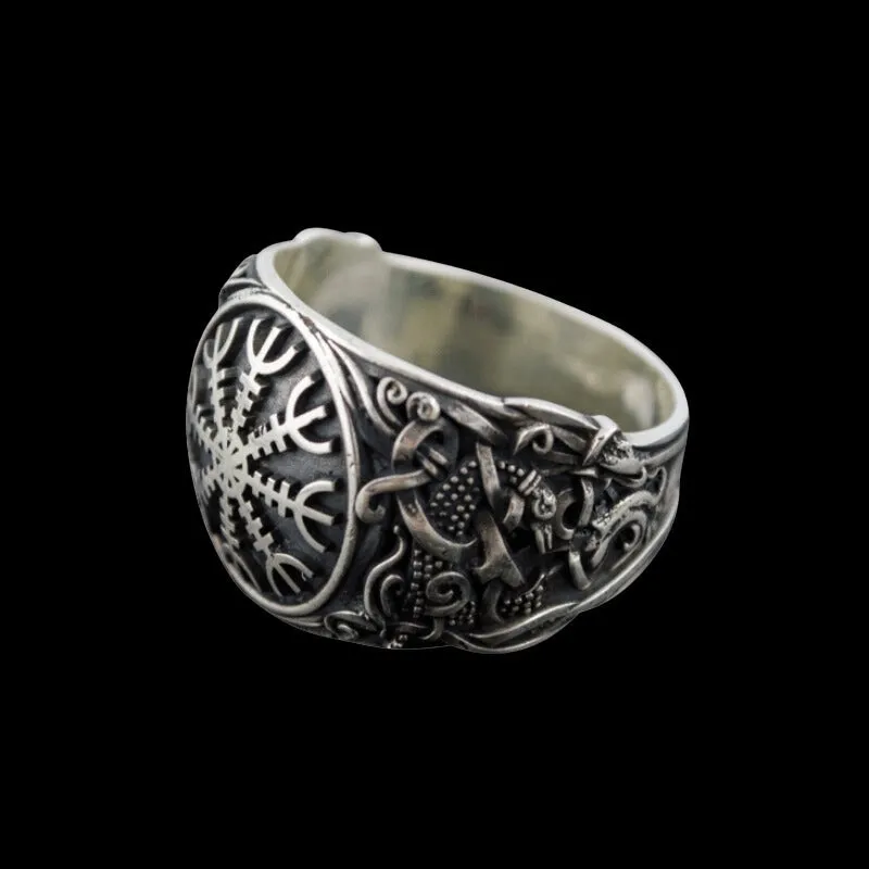 Handcrafted Helm Of Awe Mammen Style Sterling Silver Ring