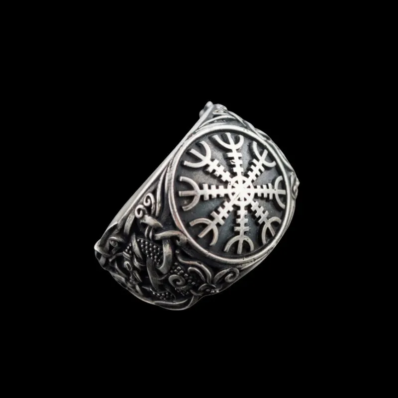 Handcrafted Helm Of Awe Mammen Style Sterling Silver Ring