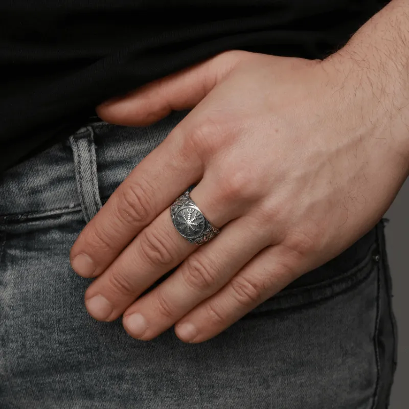 Handcrafted Helm Of Awe Mammen Style Sterling Silver Ring