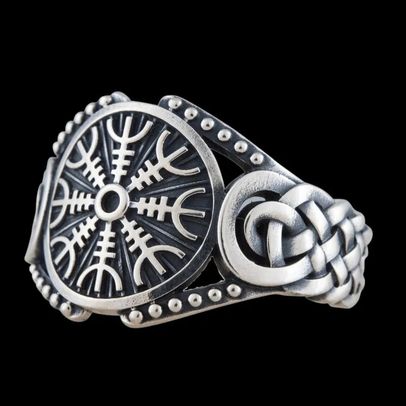 Handcrafted Helm of Awe Symbol Viking Ornament Sterling Silver Ring