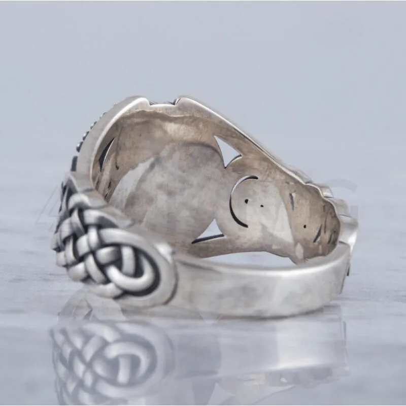 Handcrafted Helm of Awe Symbol Viking Ornament Sterling Silver Ring