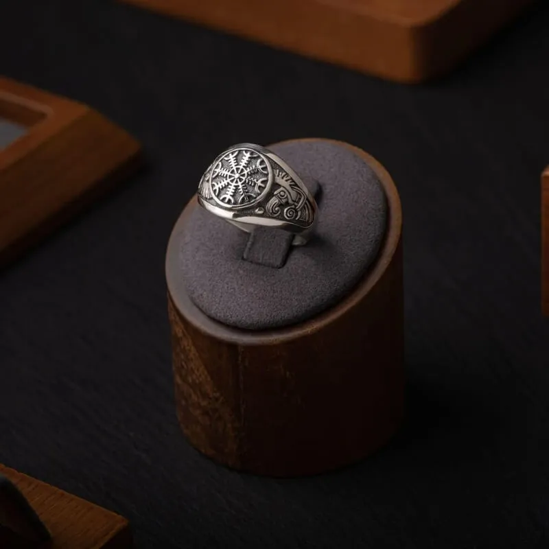 Handcrafted Helm of Terror Silver Viking Ring
