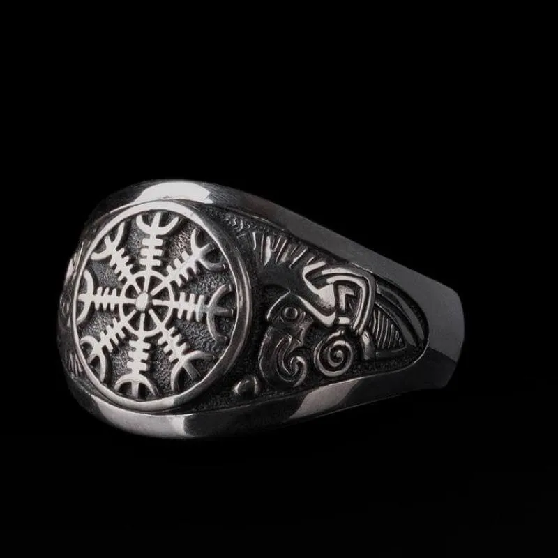 Handcrafted Helm of Terror Silver Viking Ring