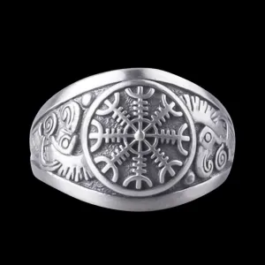 Handcrafted Helm of Terror Silver Viking Ring