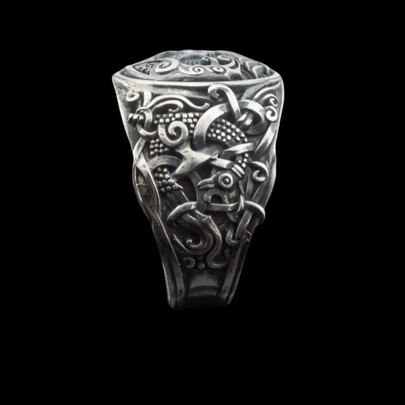 Handcrafted Hugin Munin Mammen Style Sterling Silver