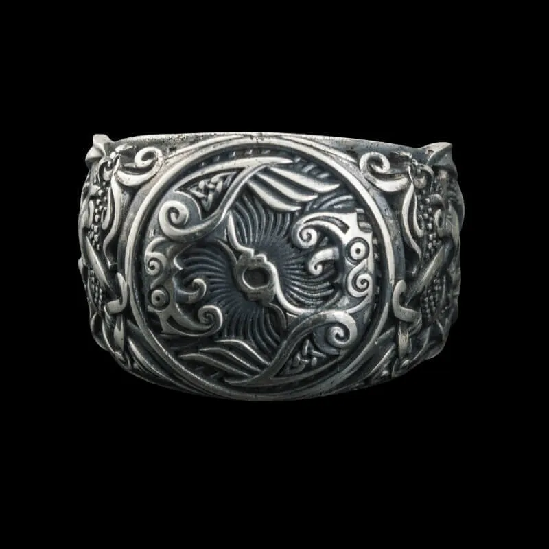 Handcrafted Hugin Munin Mammen Style Sterling Silver