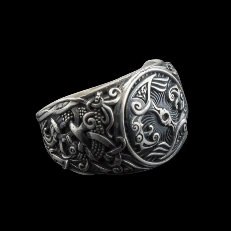Handcrafted Hugin Munin Mammen Style Sterling Silver