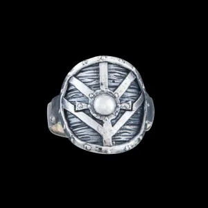 Handcrafted Lagertha's Shield Sterling Silver Ring