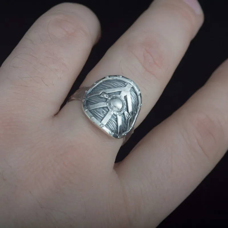 Handcrafted Lagertha's Shield Sterling Silver Ring