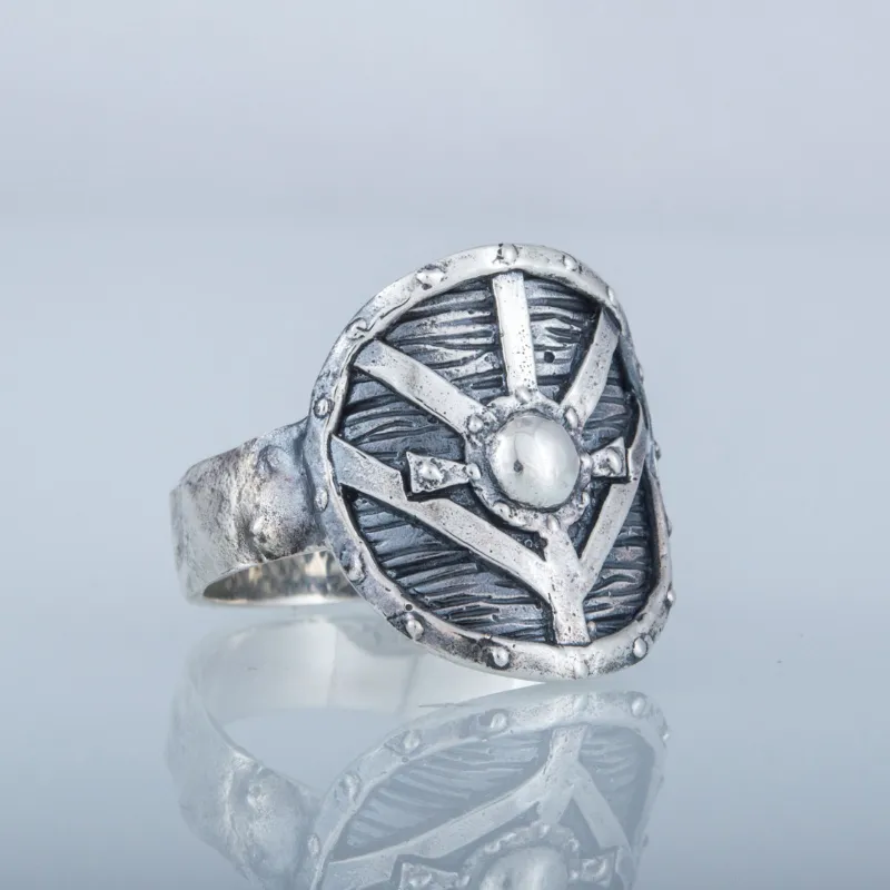 Handcrafted Lagertha's Shield Sterling Silver Ring