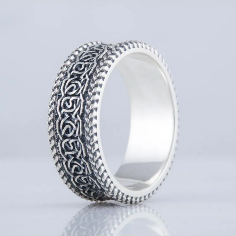 Handcrafted Norse Ornament Sterling Silver Ring