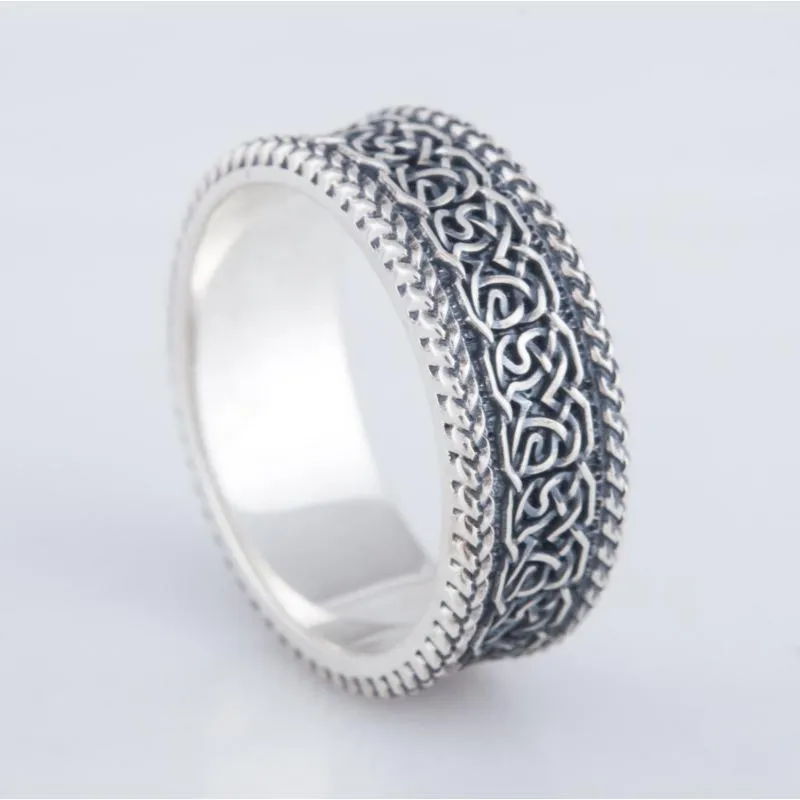 Handcrafted Norse Ornament Sterling Silver Ring